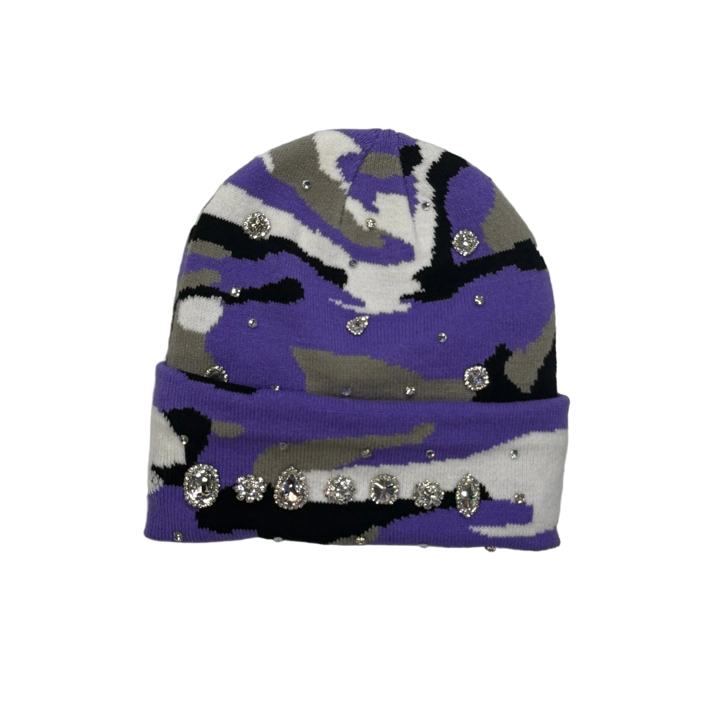 Rhinestone Beanie (Camo purple)