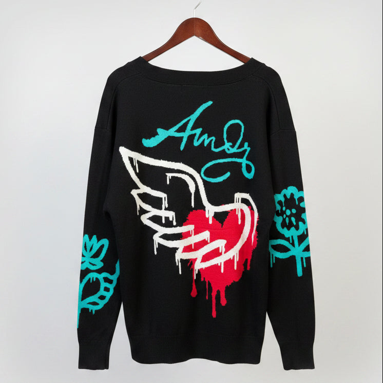 Skull Cardigan (Black/blue)
