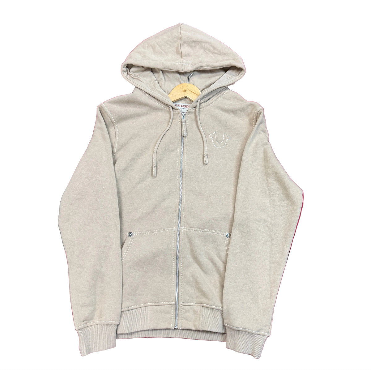True Religion Cream Zip up Hoodie