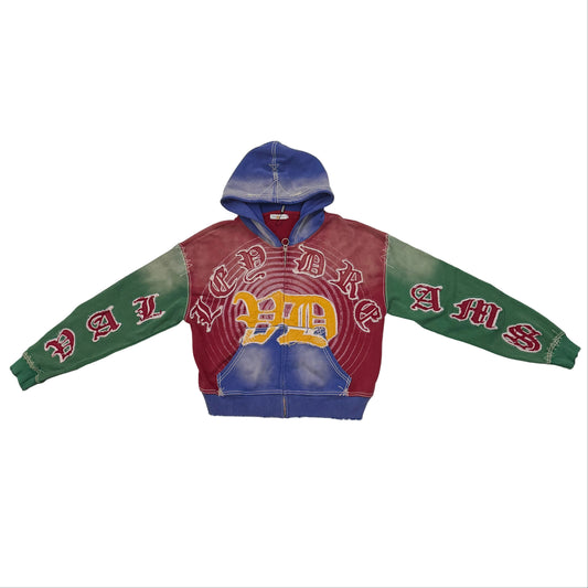 Color Block Zip-Up Hoodie