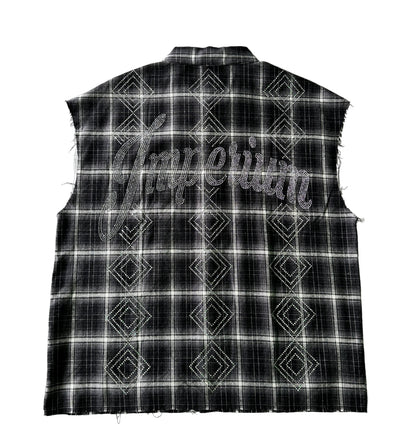 Imperium Rhinestone Cut-Off Flannel