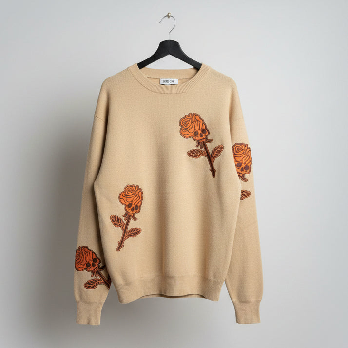 Skull Rose Cardigan (tan)