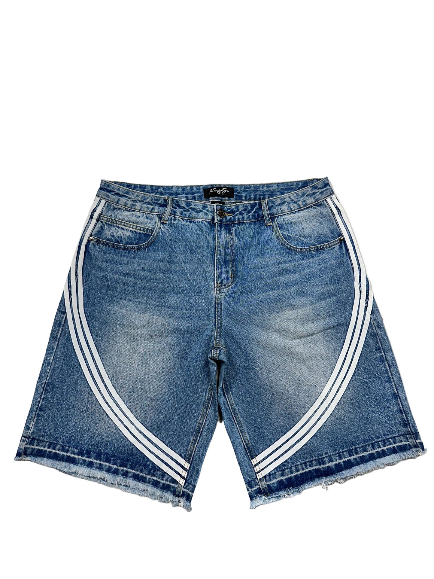 Prestige Striped Jean Shorts