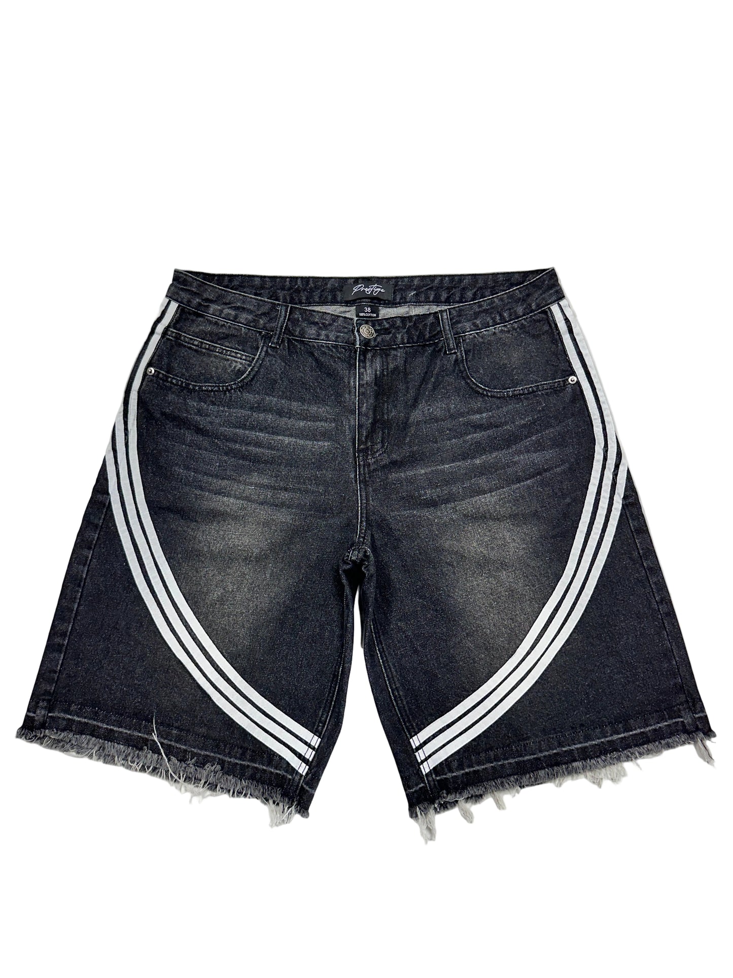 Prestige Striped Jean Shorts